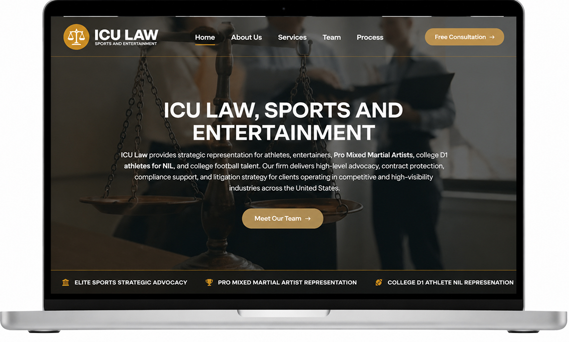 ICU Law Firm Website Laptop Mockup Showcase